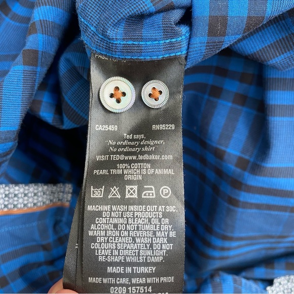 Ted Baker London Plaid Button Down Shirt Size 3 - Picture 8 of 9